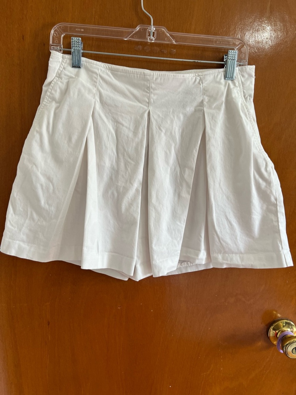 Anthropologie White Pleated Skort Shorts